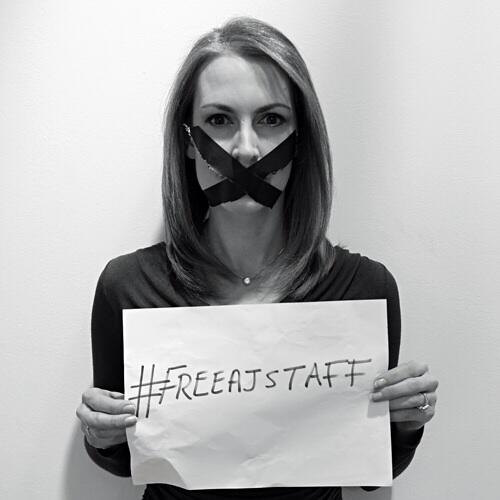 FelicityBarrTV's tweet photo. Not normally a poster of selfies but..... Our journalists should not be locked up.  #freeAJstaff http://t.co/gycG0iYy7j