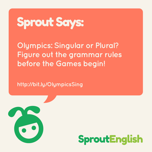 ElliiLearning's tweet image. Olympics: Singular or Plural? Figure it out before the Games begin! bit.ly/OlympicsSing via @sproutenglish