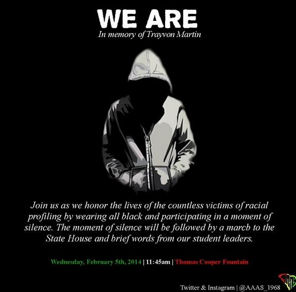 AAAS_1968's tweet photo. Honor the memory of Trayvon Martin with us tomorrow at 11:45am #WeAre #ForTrayvon http://t.co/5BjWR2tfYB