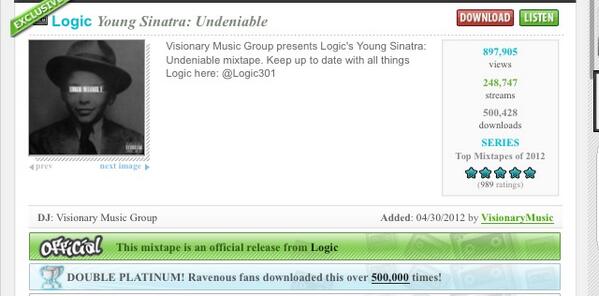 'Young Sinatra: Undeniable' went double platinum on Datpiff. (500k downloads)