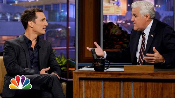 Catch up with the cowboy- <a href="/McConaughey/">Matthew McConaughey</a> visits <a href="/JayLenoTonight/">JayLenoTonight</a>! 11:35/10:35c