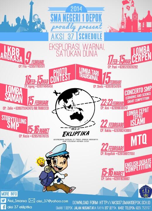 Yuk ikut lombalomba rangkaian AKSI 37 Ekliptika dari SMAN 1 Depok;)  (via <a href="/Aksi_Smansa/">AKSI 39</a>)