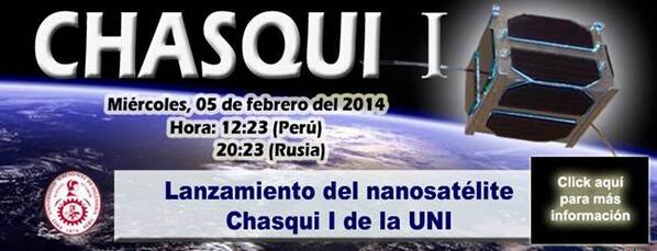 Lanzamiento del nanosatélite Chasqui I de la UNI  a las 12:23 horas