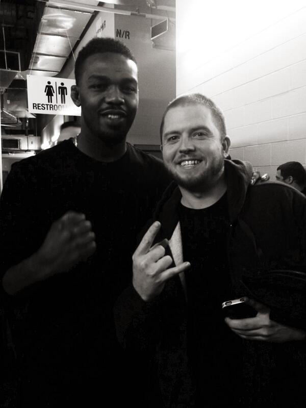At #UFC169 I saw @JonnyBones, he looks back at me then I look back at him & he says 'u sizing me up bro?!' & laughs!