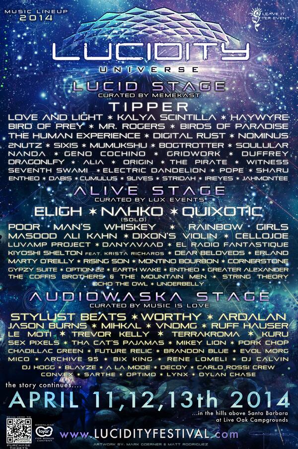 LucidityFest's tweet photo. #LINEUP #lineuppremiere #lucidityfestivals #tipperheadlining @tippermusic @memekast http://t.co/7hbo4qwgxv