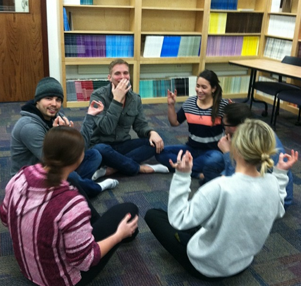 InvatiAgency's tweet photo. Prepping for the trade show tomorrow! Team pep talk from the executives. #ommm http://t.co/yQ5gNp6p0Z