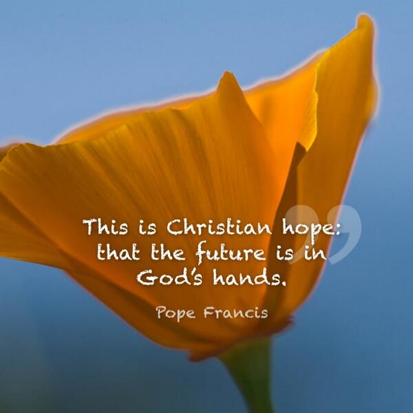 PopeDaily's tweet image. This is Christian hope: that the future is in God’s hands. Quote @Pontifex Image by mikebaird @flickr