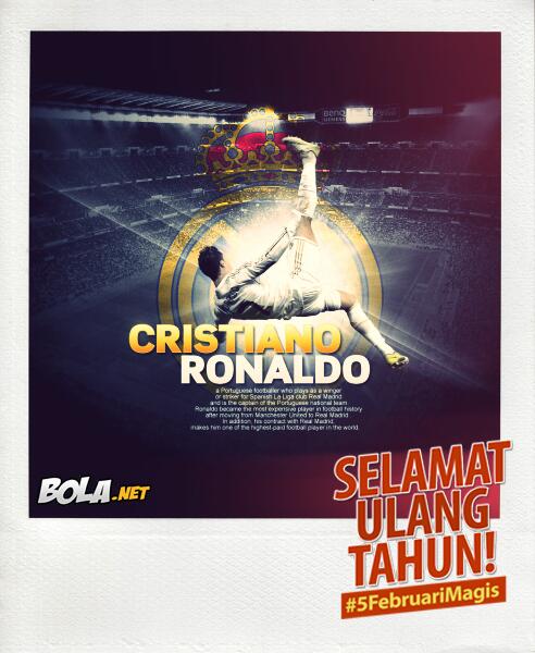 Bolanet's tweet photo. http://t.co/7Upj9N0E7T - HBD Mr. Ballon d'Or 2013, CR7! #5FebruariMagis http://t.co/XIkFhIglpp