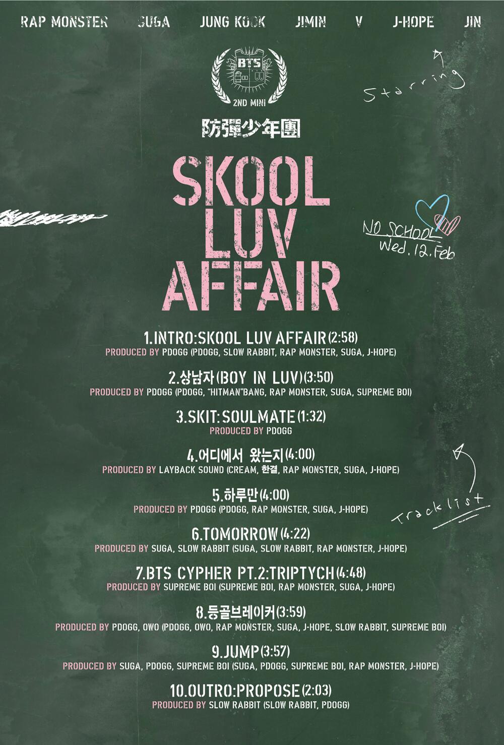 [Info] Tracklist BTS 2nd Mini Album Skool Luv Affair 