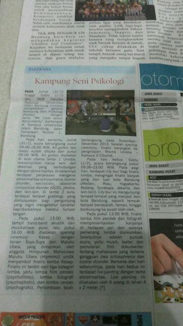 KASEP2014's tweet photo. Kampung Seni Psikologi ada di harian kompas hari ini : Rabu 5 Januari 2014. http://t.co/fnkFqbXQyb