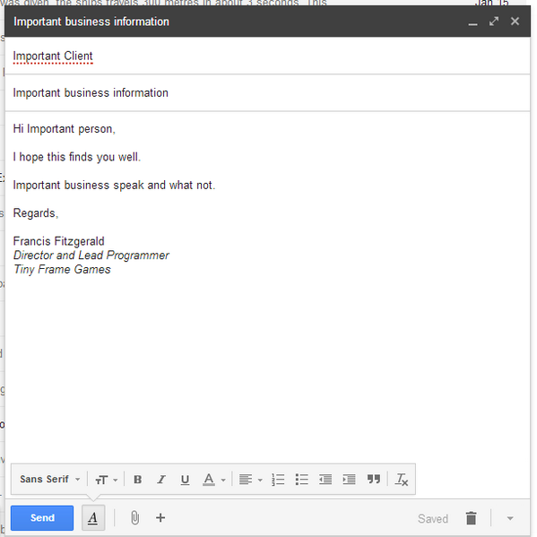 tinyframegames's tweet image. Sometimes I get asked just how am I so good at writing business emails. Here is a sneak peek at my process.
