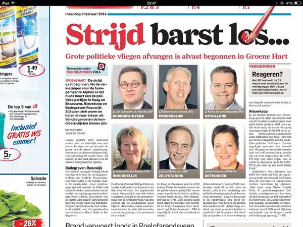 Verkiezingsstrijd nu ook losgebarsten in AD Groene Hart. Schrama-Elkhuizen 3-1