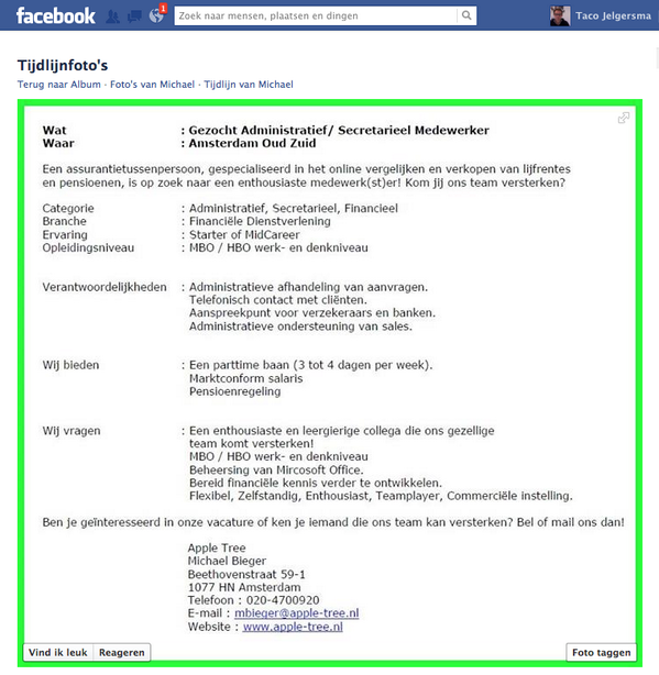 Neofiet's tweet photo. Leuke admin/secr. #vacature bij leuke vriendjes. Financiële dienstverlening. #amsterdam RT=lief http://t.co/eAQsE9RGqw