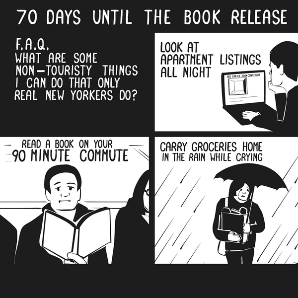 FiveBoroStories's tweet image. Things only a #RealNewYorker does: Read a book on your 90-minute commute. #NYC #OuterBoroughs (Via Nathan W. Pyle)
