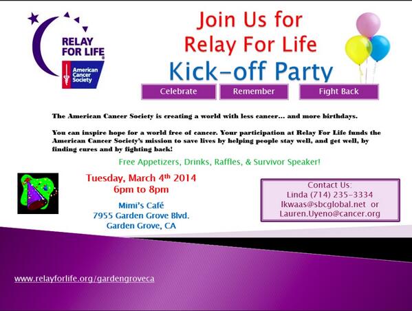 RelayForLifeGG's tweet image. Our kick off party is finally here. Join us next Tuesday for a wonderful night. At Mimi café 6pm-8pm. #RelayforLife