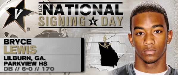 VandyFootball's tweet photo. Welcome our next signee, CB Bryce Lewis from Parkview HS out of Lilburn, Ga. http://t.co/PCLxBYDcYJ #VUNSD http://t.co/PLf86fCVXs