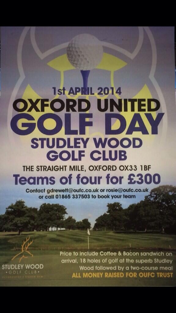 ProShopSWGC's tweet photo. To enter a team in for the @OUFClive golf day on April 1st @StudleyWoodGolf club please see below for more details. http://t.co/Mcyir5Kkwv