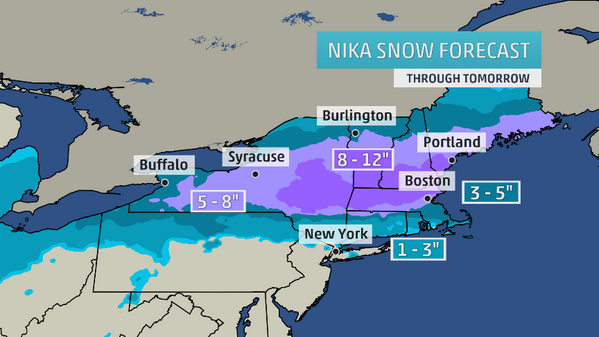 Pretty big snowfall for New England today. I think the bullseye will be near Portland, ME with up to 13" possible.