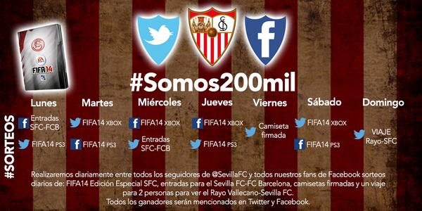 SevillaFC's tweet photo. #Sorteo de 2 entradas para el partido contra el Barça. Mencionaremos al ganador mañana a las 10:30h #Somos200mil http://t.co/IaKWgjaVSk