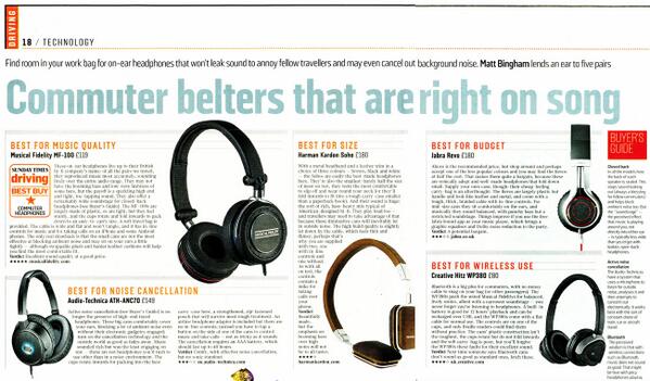 MFhphones's tweet photo. @MattBinghamST lends an ear to help commuters find the perfect 'phones &amp; our MF-100's awarded Sunday Times' Best Buy http://t.co/ae4DF3AMo8