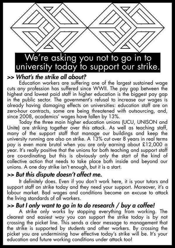 liveractivist's tweet photo. Support the #fairpayinHE strike tomorrow! Don't go into uni, stay in bed and work at home.  http://t.co/x3yCkHAaBW http://t.co/tlIof4XIAo