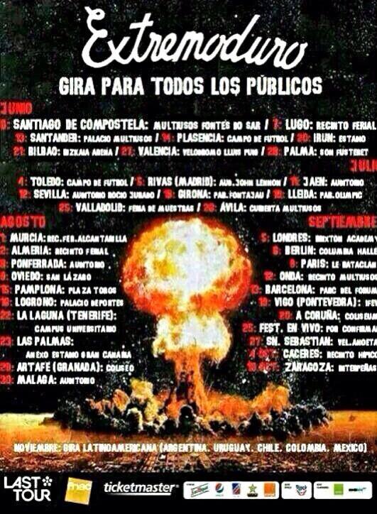 Jesus_aldea87's tweet photo. Fechas de la nueva gira de Extremoduro "Para todos los públicos" #MueroDeAmor http://t.co/ey6dm7YWmt