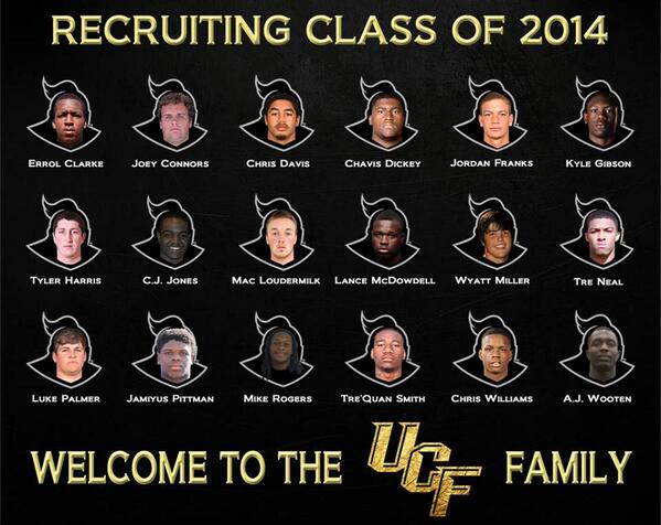 UCFGauntlet's tweet photo. We'd like to welcome all of the new commits to the #Knight family! #UCFNation #6thFan #UCF #ChargeOn http://t.co/zzwcvScNQc