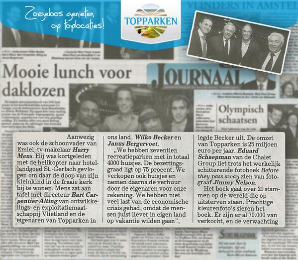 Vandaag stond er een leuk stukje over TopParken in de Telegraaf!