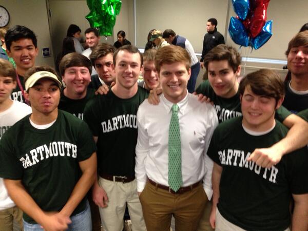 9SportsDirector's tweet photo. Forrest Town Fan Club outfitted in Big Green of Dartmouth. http://t.co/3Ne5rqajyV
