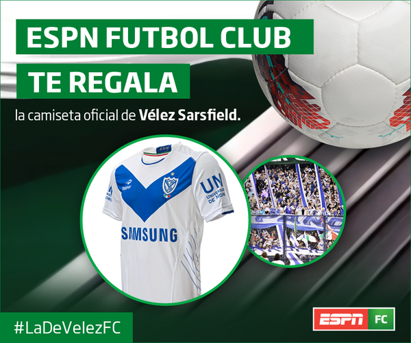 ESPNFutbolClub's tweet photo. [Concurso - Sólo Argentina] #LaDeVelezFC Seguinos y dale RT a este tweet para participar por la camiseta de Vélez. http://t.co/EWLJ67oXvz