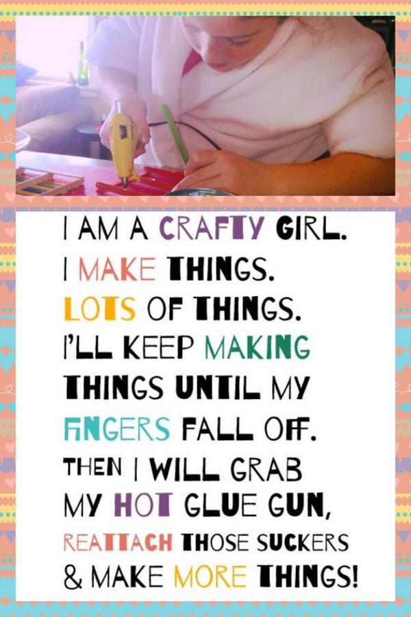 kristyehayes's tweet photo. This defines my daughter perfectly! #lovehercreativity #lovesherhotgluegun http://t.co/tYeRh9Sw8Y http://t.co/nAN6ptypt9