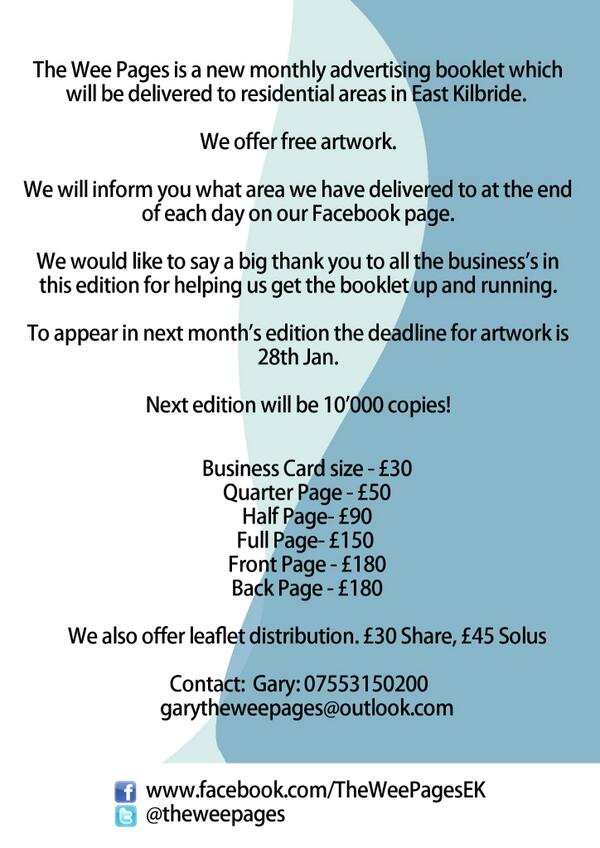 theweepages's tweet image. Advertise from as little as £30!!