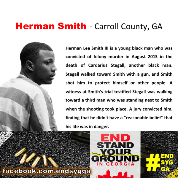 endsygga's tweet photo. #Millennial Herman Smith is locked away in jail #StandYourGround didn’t work for him #EndSYGga http://t.co/Mcz9SynHEh #Fight4AFuture