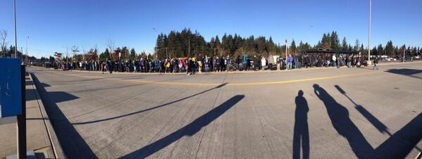 pride_seattle's tweet photo. Fans are lining up to support our seahawks http://t.co/5qNf0MlQ93