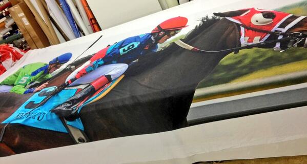 exploringgraphx's tweet image. 15' by 8' dye sub graphic going up in the #GCIGraphics front office! Gitty up!