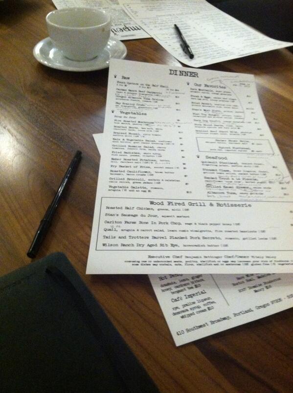 brwise's tweet photo. Chef Paley and Chef @BenBettinger are rolling out a new menu tonight at @ImperialPDX! Looks amazing! #inpdx http://t.co/AAIr5bqHqZ