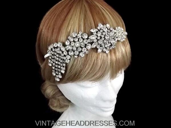 Beautiful vintage headpiece created from 1940's & 1950's pieces with swaying side droppers #vintageheadpiece #vintage