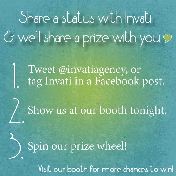 InvatiAgency's tweet photo. Come see what Invati has for you tonight at the Trade Show in Kryzsko's Student Activity Center from 3-5! http://t.co/6UcFmK37w9