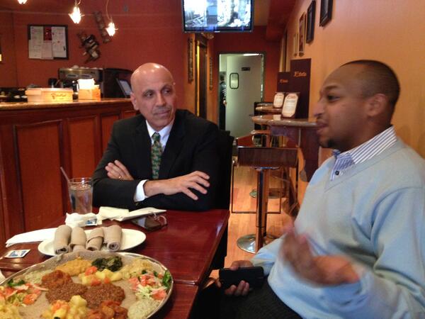 Andy4DC's tweet photo. TETE-A-TETE AT ETETE: @AndyShallal meets w/ Ethiopian business owners at Etete today discuss #DC's future. #Andy4DC http://t.co/UuPCs57OjF