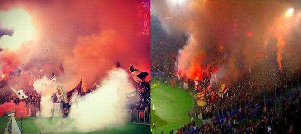 FutbolBanners's tweet photo. Roma vs Napoli ultras http://t.co/D2mjPuX6te