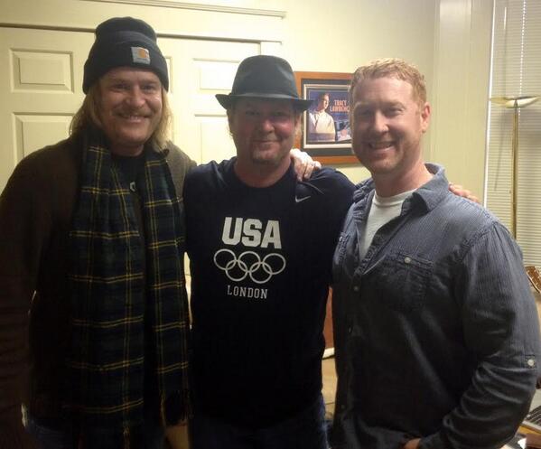 tracy_lawrence's tweet photo. Today, @RickHuckaby and I decided it was a hat day in our writing session with #AdamWheeler! http://t.co/BmW8wEUOsj