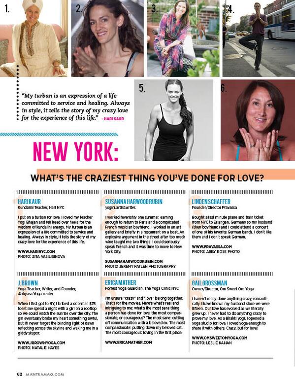 PureYogaNYC's tweet image. Check out @learnedatyoga featured in a roundup of "inspiring yogis" in @MantraYogaMag  #OneIntention