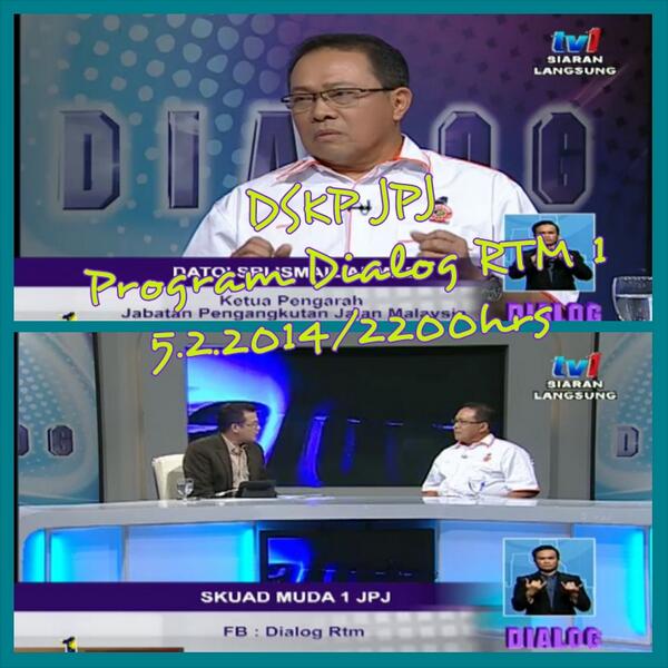 zeekay15's tweet photo. "@JPJJohor: DSKP JPJ di Program Dialog RTM 1mlm tadi, 2200hrs.@KP_JPJ ,@JPJ_Malaysia http://t.co/lYBsMcDqZq"