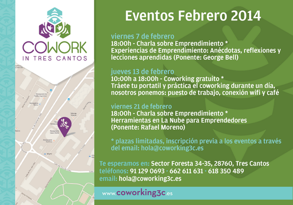 GeorgeDerekBell's tweet photo. Viernes 7 feb 18:00 charla:Experiencias de Emprendimiento @coworking3c #emprendedores confirmar asistencia! http://t.co/n6TE454w18