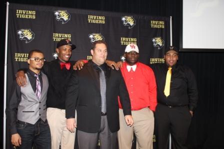 IISDAthletics's tweet photo. @IrvingHigh football &amp; track athletes with Coach DeLaTorre at their Signing Day ceremony. http://t.co/l6tjTeCN8l