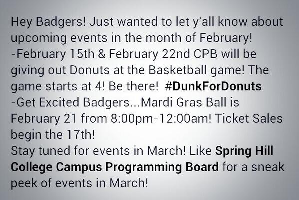 Hey Badgers! Check out CPB's list of events for February!