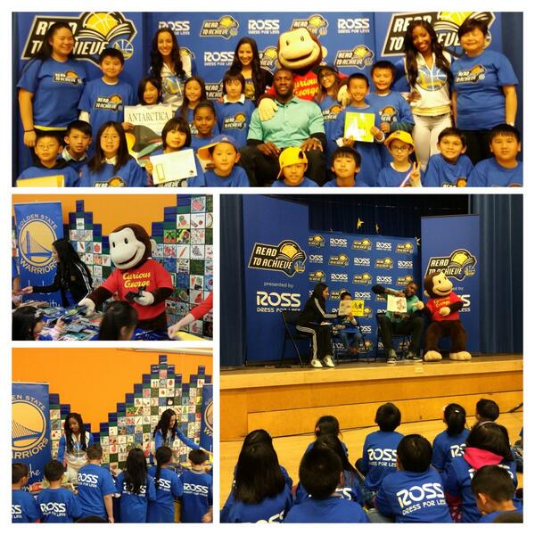 warriors's tweet image. .@fezzyfel, @GSWarriorGirls &amp;amp; @RubyMLopez had fun at tonight's Read To Achieve Reading Rally, presented by ROSS.