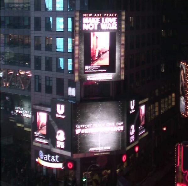 AXE_US's tweet photo. @Tori__Blackmon, how does it feel to be famous? Your #KissForPeace just debuted in New York City! http://t.co/Qb5qGWRL4S