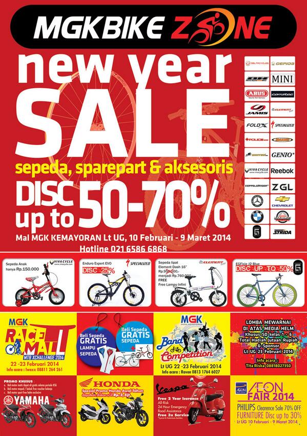 SepedaMagz's tweet photo. Mau beli sepeda? Kunjungi MGK Bikezone New Year Sale, 10 Feb - 09 Maret 2014, hanya di @MGKBikezone http://t.co/hXz3Q39Hxw