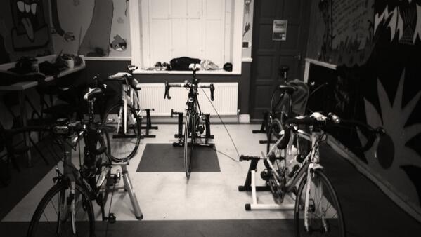 Torture chamber set up for last nights turbo trainer session #trainhard athywheelers.com